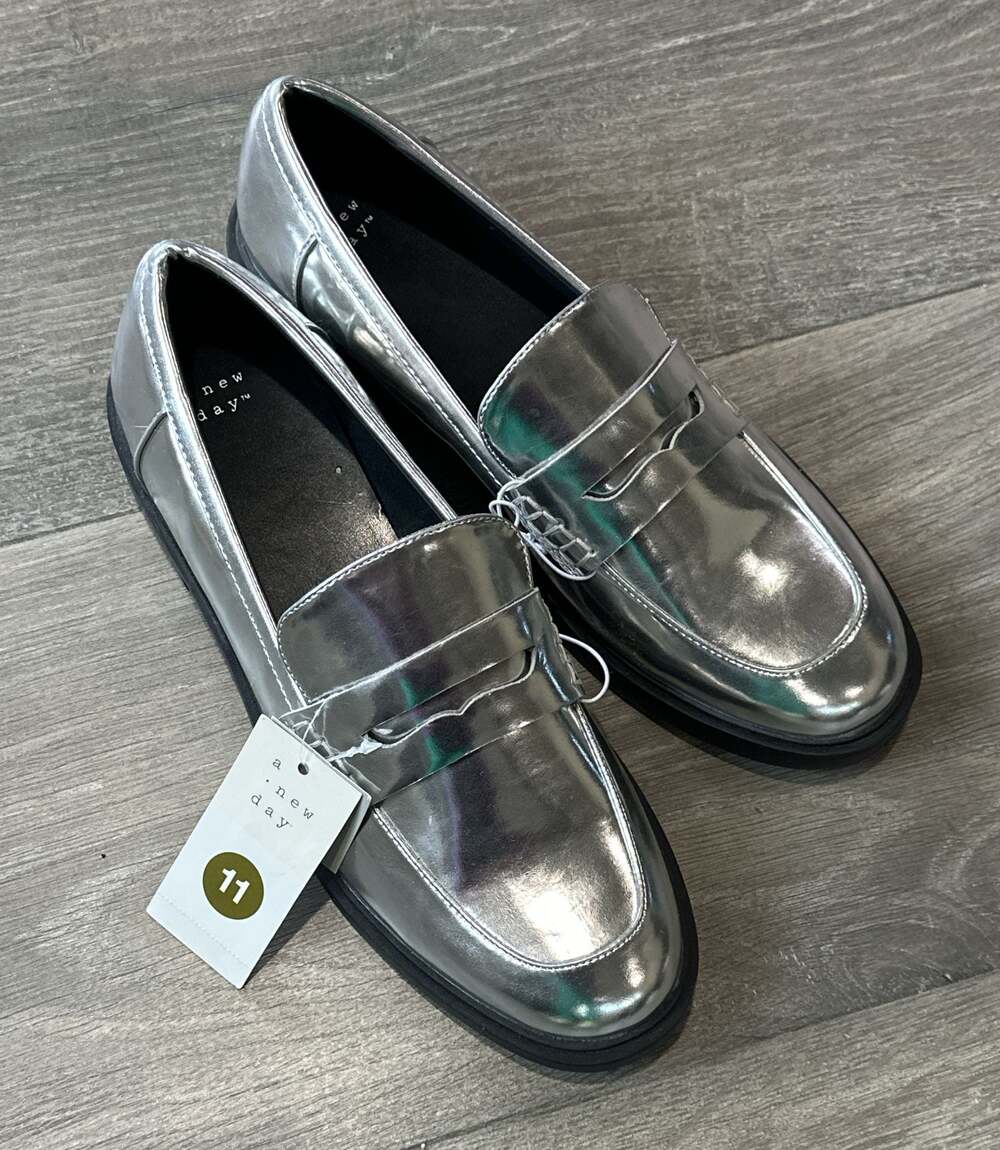 A New Day Women's Jordan Metallic Silver Penny Loafers Size 11